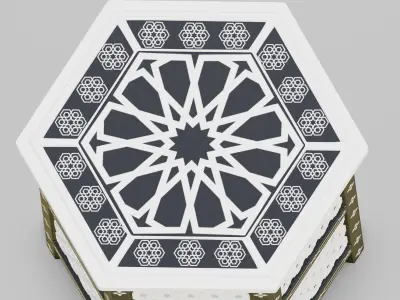 Hexagonal ornate Moroccan table 03 3D model