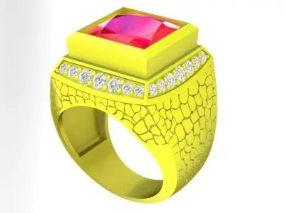 Luxury Square Gemstone Ring for Men 4825 3D print model