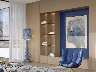 Modern living room dining room interior scenes  3D model