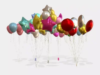 Helium Balloons 3D Model Collection