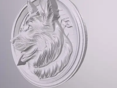 German Shepherd 1 basrelief for 3D printing 3D print model