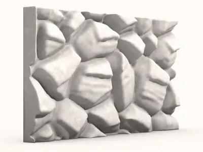 Weathered Fieldstone Wall Geometry 3D model