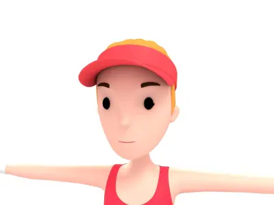 CartoonGirl018 Tennis Player 3D model