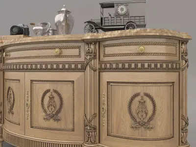 Classic European style Sideboard and Decoration 9 3D model