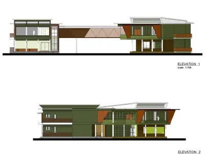 Office extension and bridge linkage  3D model