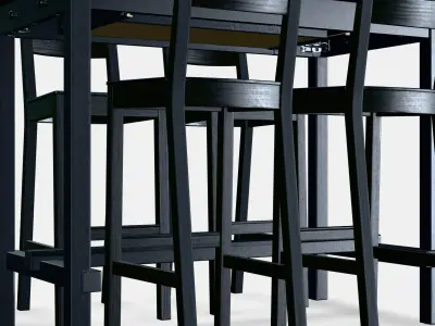 NORDVIKEN - NORDVIKEN Bar table and 4 bar stools Low-poly 3D model