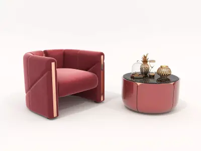Modern Coffee Table and Armchair Set 63 3D model