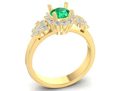 Luxury Emerald and Diamond Engagement Ring for Women  931 3D print model