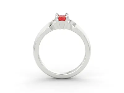 D-1441 engagement ring with ruby stone 3D print model