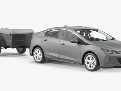 Enclosed Mini Cargo Trailer with Car Generic 3D model