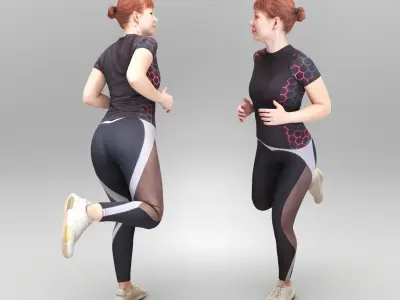 Pretty woman in sportswear running 449 Low-poly 3D model