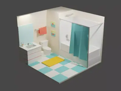 Bath Room 2 Low-poly 3D model