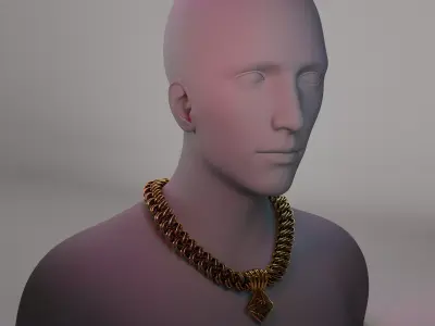 Ethereum Chain Gold Necklace with Geometric Pendant Free low-poly 3D model