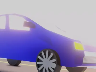 car 3d on road Low-poly 3D model