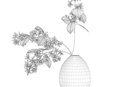 Sugar Gum Twigs in White Vase 3D model