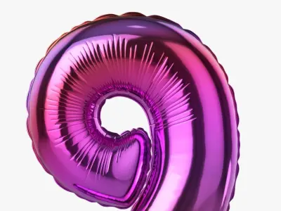 Foil balloon number nine 9 3D model
