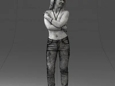 000357 Realistic Female 3D Scan Model in Jeans 3dp 3D print model