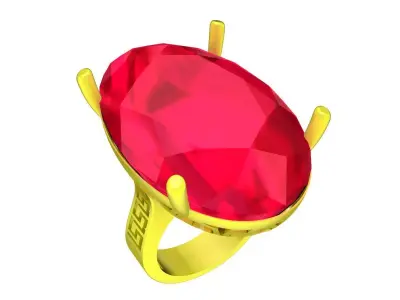 A7236 Big Oval Diamond Women Fashion Ring 3D Model 3D print model