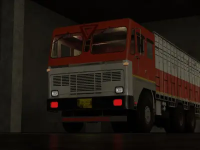 Indian Lorry Heavy carrier truck model Low-poly 3D model