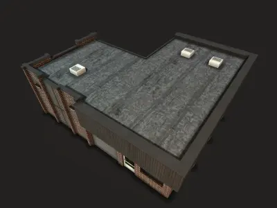 Car Workshop Building Low-poly 3D model