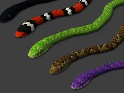 Animated Snakes Pack Low-poly 3D model