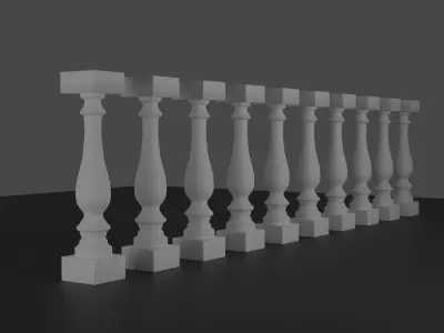 Baluster wooden pole Free 3D model