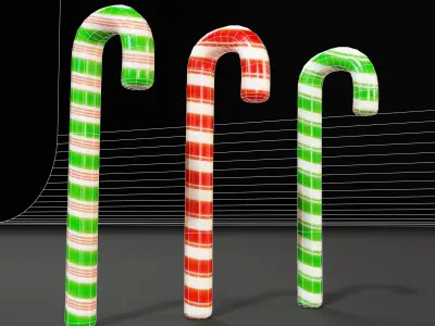 Candy Cane Set Low-poly 3D model