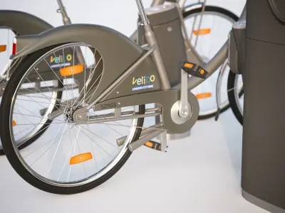 Futuristic bikes on a rack 3D model