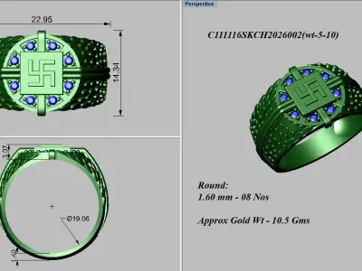 light weight gold diamond rings-C111116SKCH2026002-wt-5-10 3D print model