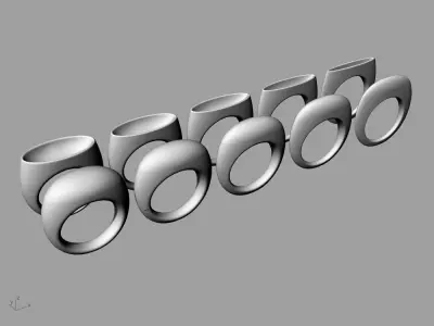 Oval Topped Ring Family 3D print model