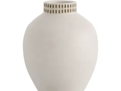 Etched Ivory Ceramic Urn Vase 3D model