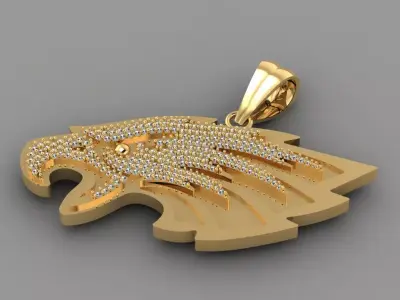 eagle head pendant with diamond 3D print model