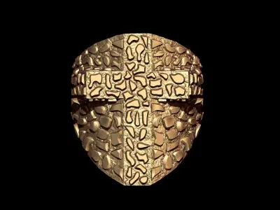 Plain Gold Nugget Cross Ring  3D print model