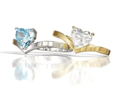 Engagement Heart Gemstone Ring 3D print model 3D print model 3D print model