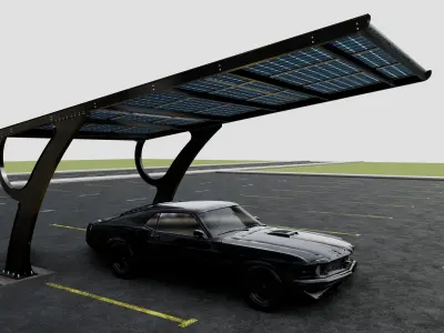 L TYPE MODERN SOLAR CARPORT TYPE-2 3D model