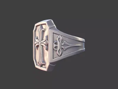 gothic cross ring modern cross ring 3D print model