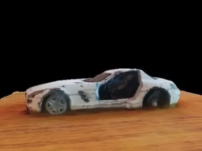 Damaged mercedes car Low-poly 3D model