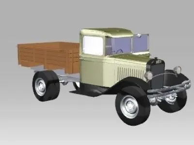 GAZ-AA old truck with wooden bed 3D model