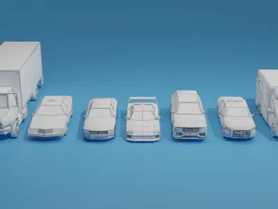 Rigged Low Poly Car Collection Low-poly 3D model