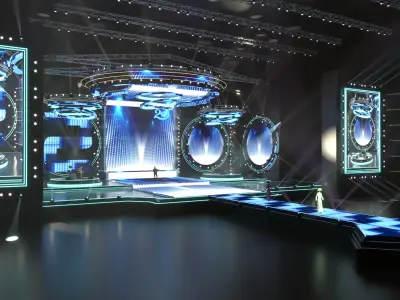 countdown music stage Low-poly 3D model