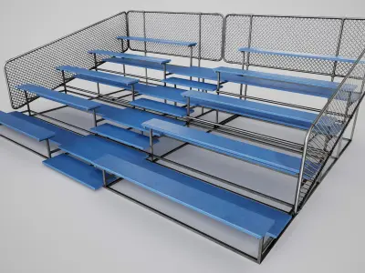Painted Metal School Bleachers Low-poly 3D model