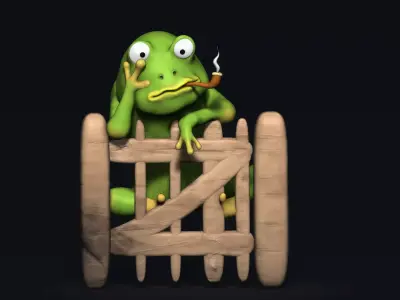 Frog on a Fence 3D model