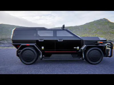 Futuristic Armored Tactical SUV Low-poly 3D model