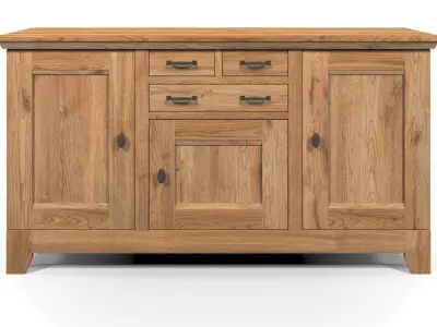Country Sideboard 3 Door 3 Drawer Solid Natural Oak  3D model