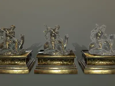 Neptune Statue Low-poly 3D model