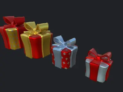 Gifts christmas gift boxes Low-poly 3D model