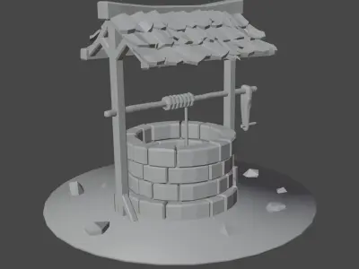lowpoly well water with tiles Free low-poly 3D model