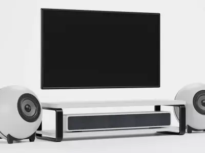 TV Unit with Flat Screen and Sound System V6 - Home Cinema Low-poly 3D model