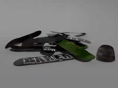 3 Skateboard Deck Pack Free low-poly 3D model