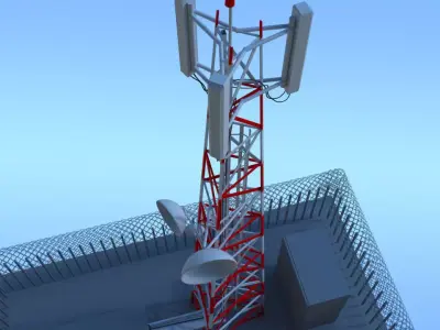 Telecommunication Tower Low-poly 3D model